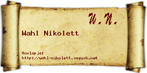 Wahl Nikolett névjegykártya